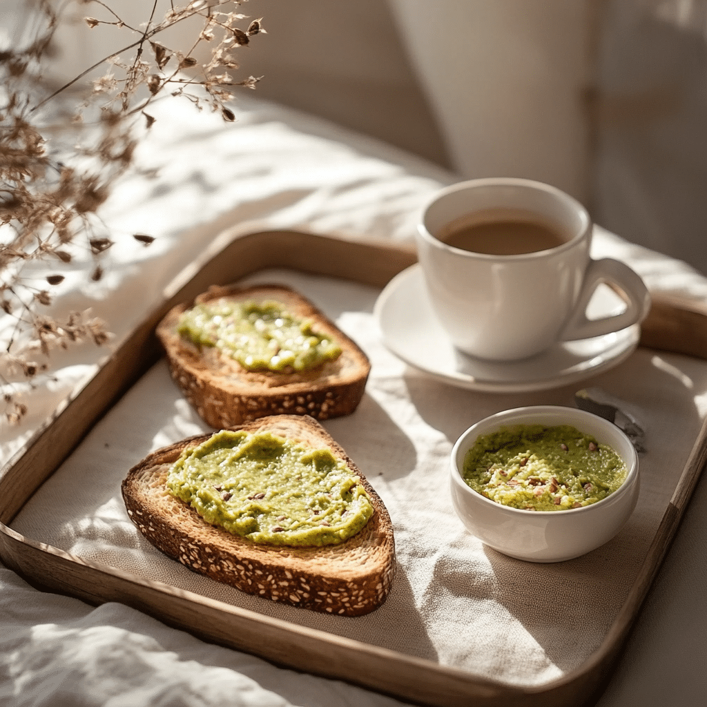 tartine avec pâte pistache